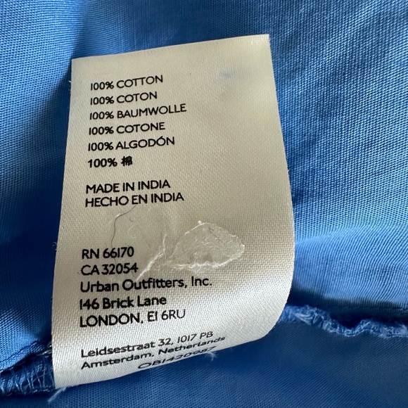 Mauve by Anthropologie Poplin Buttondown Shirt 3/4 Puffed Sleeve Blue Size Small - Picture 12 of 16